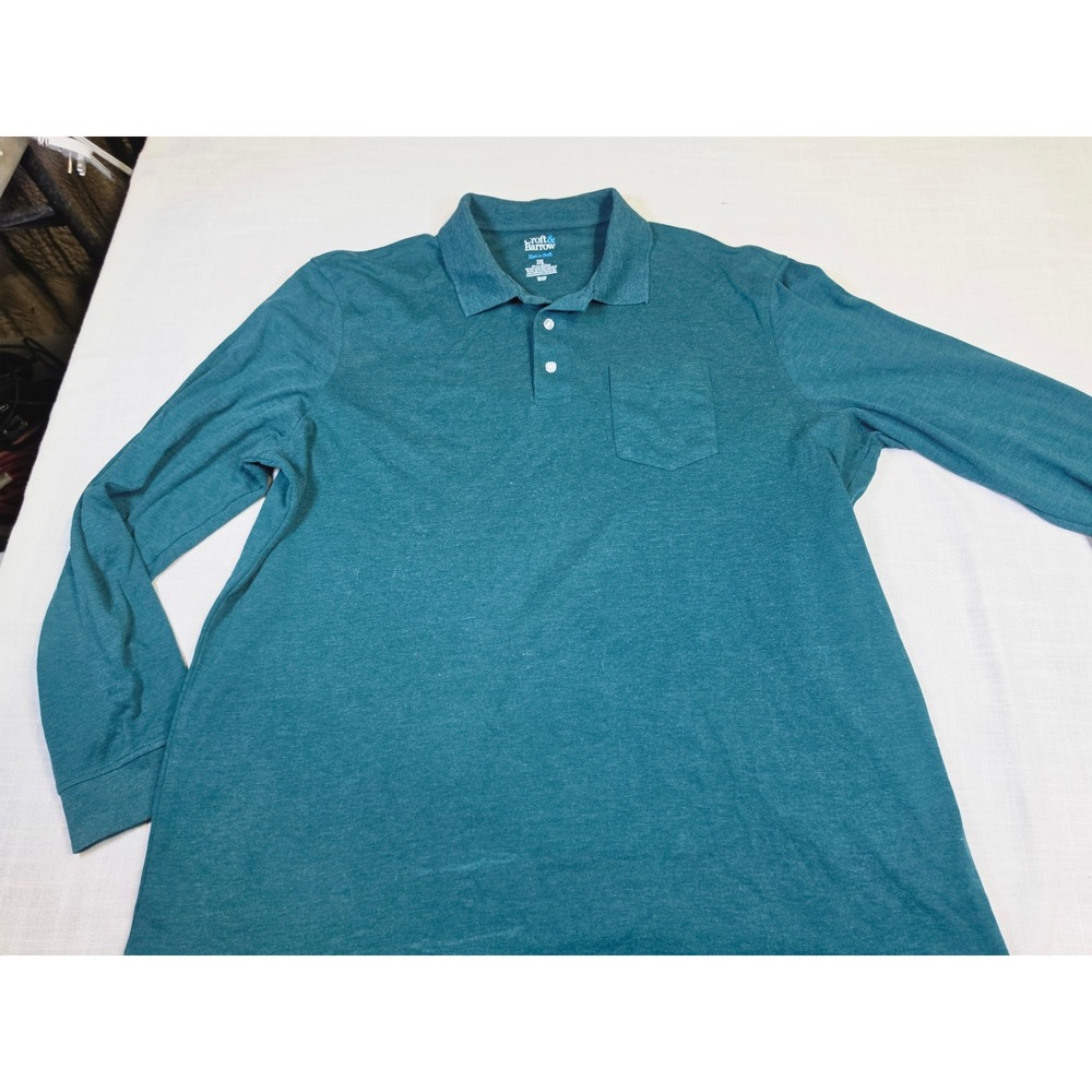 Croft & Barrow Mens XXL Extra Soft Long Sleeve Polo Shirt Teal Green MC03K500RN